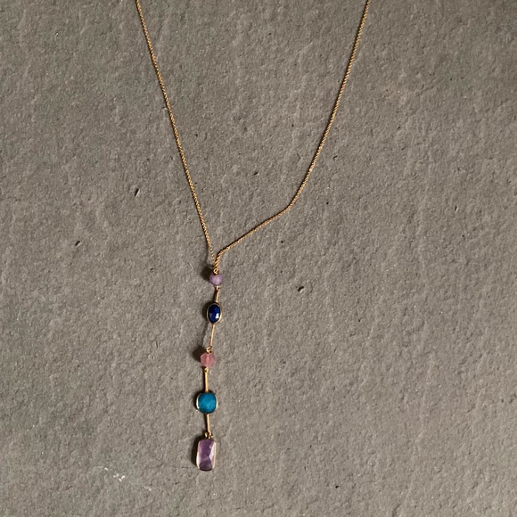 Hand-crafted Y necklace with multi-colored beads and stones by Nakamol - Picture 1 of 4